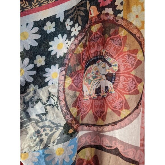 NWT JC Sunny Kimono Wrap Beautiful Indian Elephant Print Boho Old Money - Picture 6 of 6